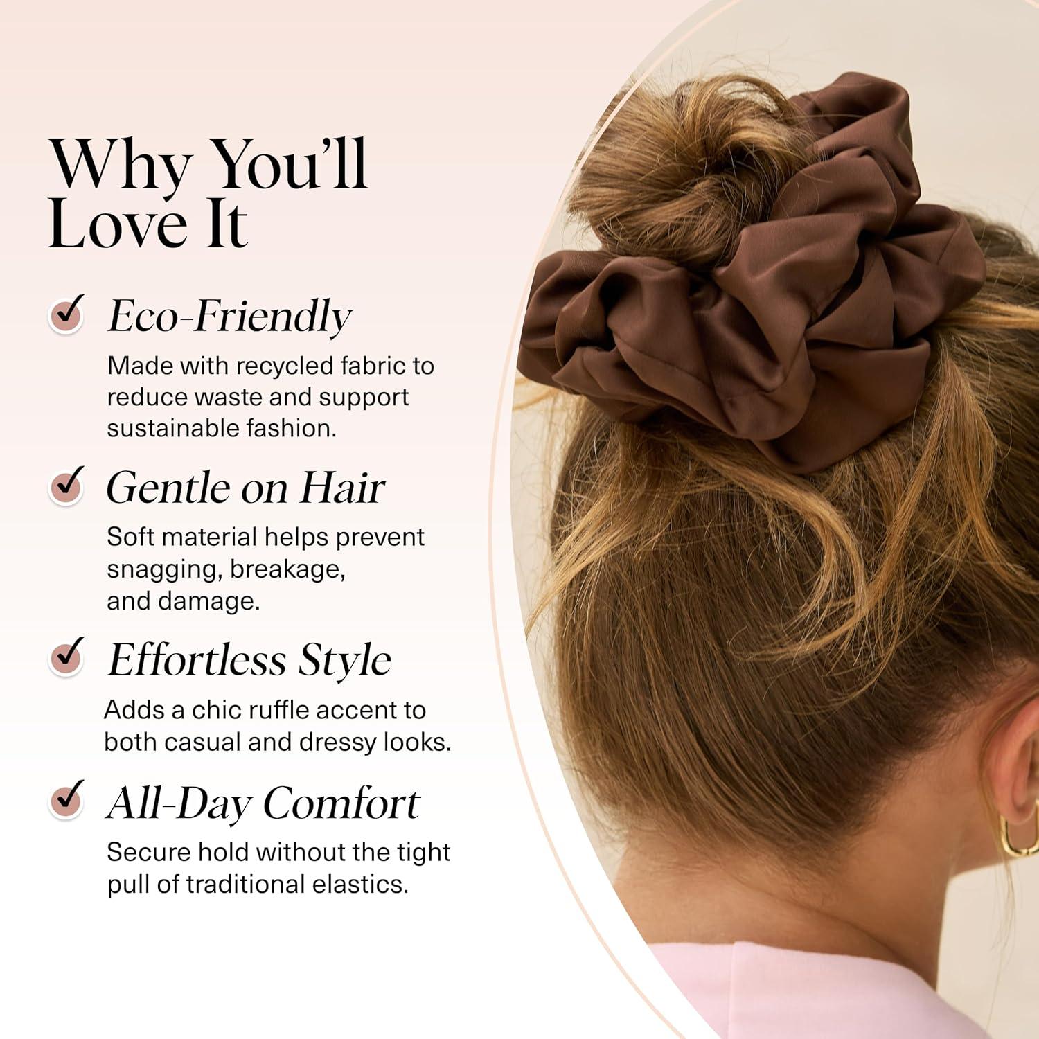 imageKitsch amp MickeyMinnie Fabric Rhinestone Scrunchies for Girls and Women Hair Scrunchies for All Hair Types Perfect for Updo  Ideal Gifts for Women Cream  1 PieceBlack  Chocolate