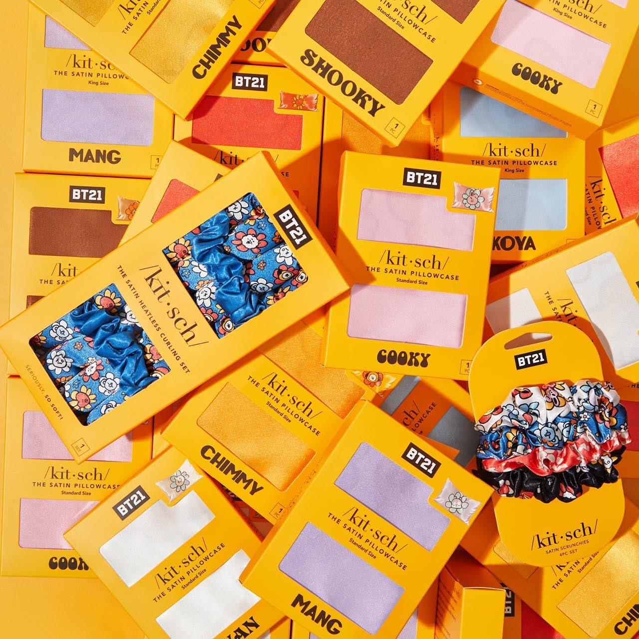 imageKitsch x BT21 Satin Pillowcase with Zipper Better Than Silk Pillowcase Koya Character amp Funky Floral Print Soft Cooling Toddler Bed Time Pillow Case for Hair amp Skin QueenStandard 19x26Bt21 Koya