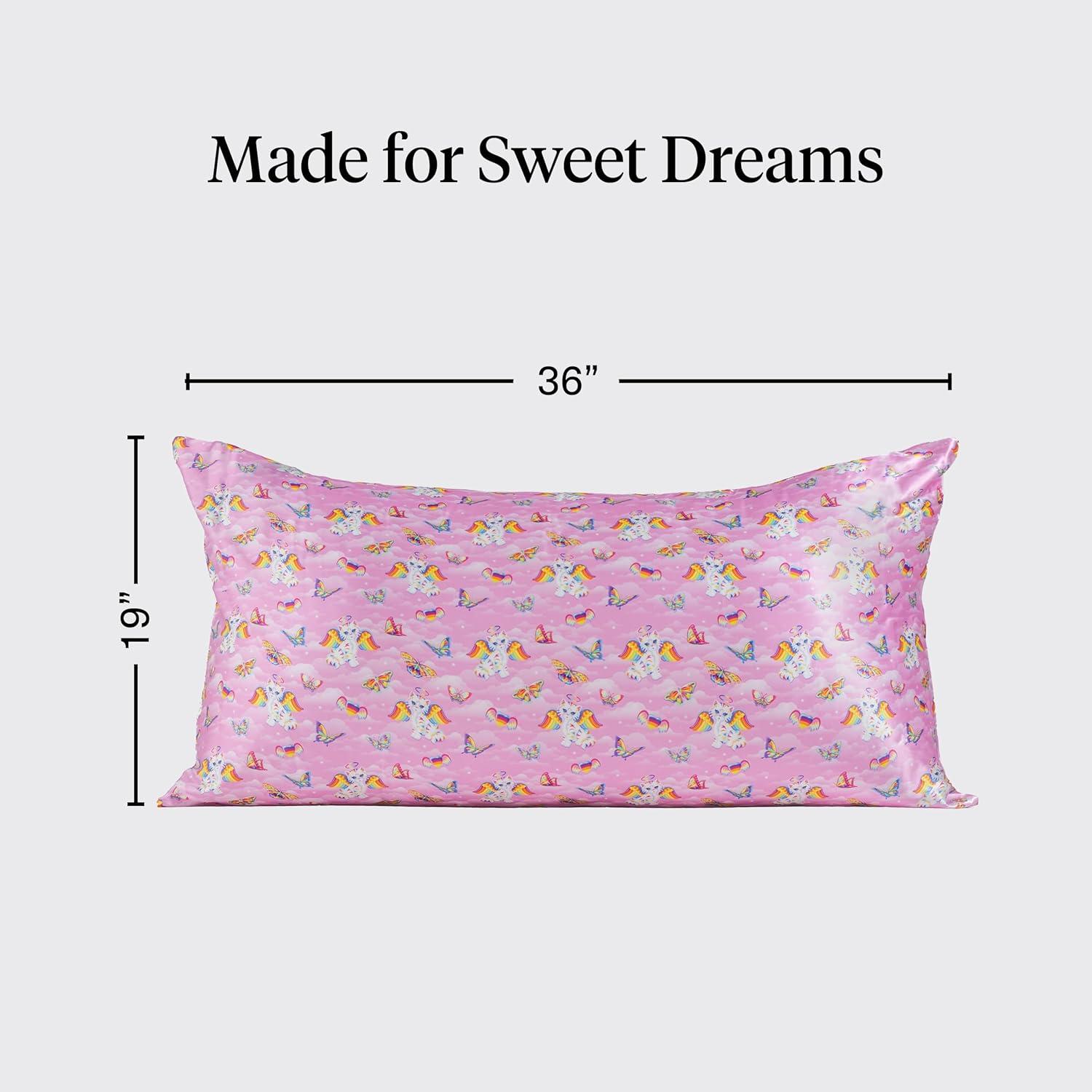 imageKitsch x BT21 Satin Pillowcase with Zipper Better Than Silk Pillowcase Koya Character amp Funky Floral Print Soft Cooling Toddler Bed Time Pillow Case for Hair amp Skin QueenStandard 19x26Angel Kitty