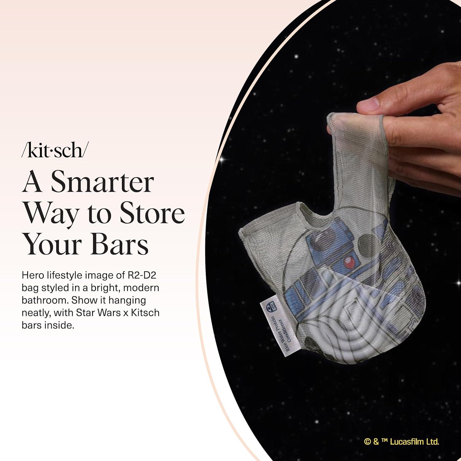 imageKitsch x Star Wars R2D2 Soap Saver Bag Patented Mesh Bag Soap Holder for Shampoo amp Conditioner Bars Extends Use amp Prevents Soggy Mess Recycled Mesh Beauty Pouch EcoFriendlyR2d2