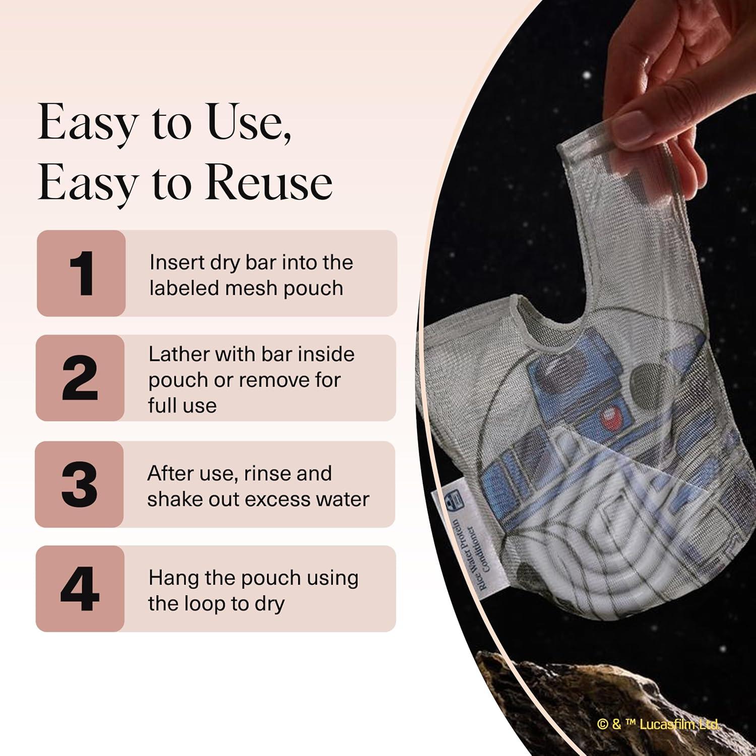 imageKitsch x Star Wars R2D2 Soap Saver Bag Patented Mesh Bag Soap Holder for Shampoo amp Conditioner Bars Extends Use amp Prevents Soggy Mess Recycled Mesh Beauty Pouch EcoFriendlyR2d2