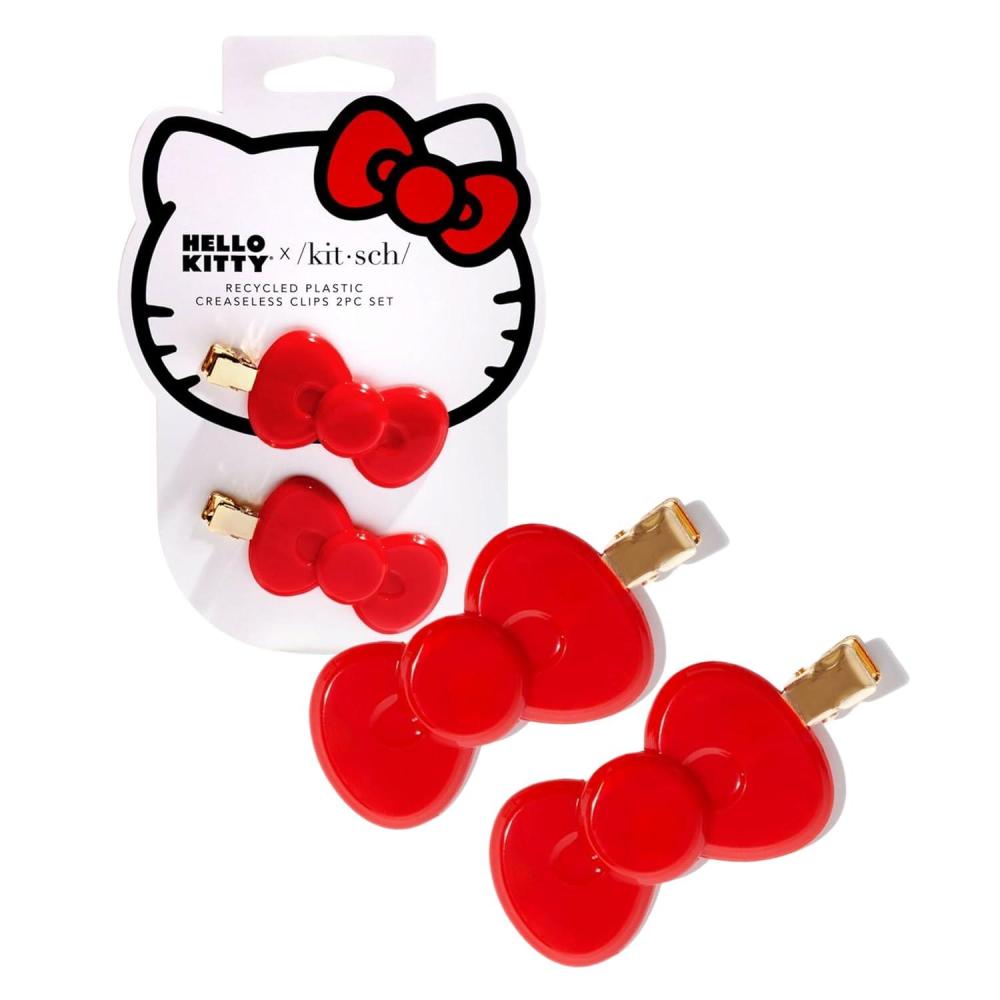 imageHello Kitty x Kitsch Creaseless Hair Clips for Women  No Crease No Bend Hair Clips for Styling Bangs Makeup Application Face Wash  Durable Plastic  Red Bow Design  Ideal Gifts for Women 2pcRed Kitty Bow
