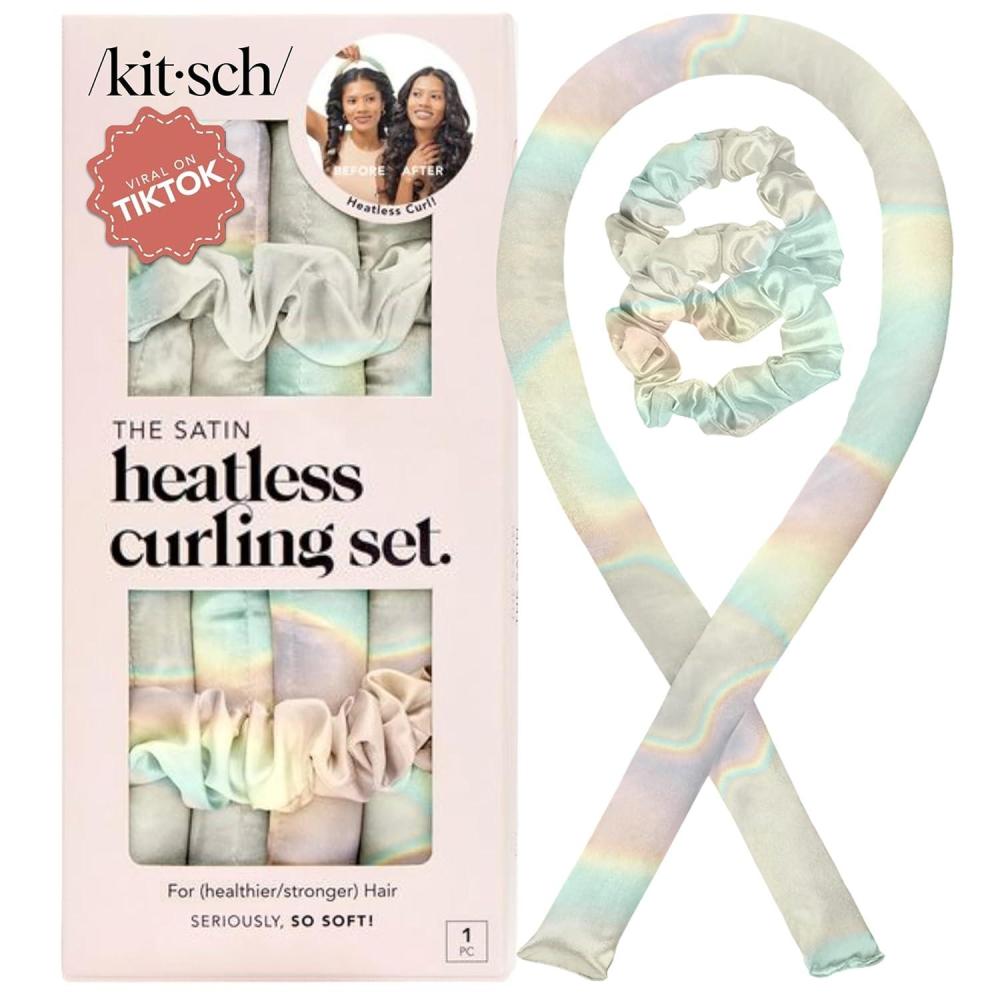 imageHello Kitty x Kitsch Satin Heatless Hair Curler Set  Heatless Curls Overnight Hair Rollers for Soft Curls amp FrizzFree Styling No Heat Curlers To Sleep in Curling Rod Headband  Pink Kitty Faces03 Aura