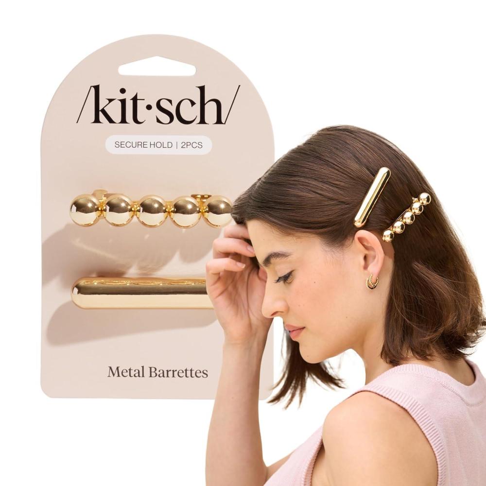 imageKitsch Hair Clips for Women amp Bobby Pins Gold Metal Snap Hair Barrettes Stylish No Slip PainFree Ideal for Everyday Hairstyles Ideal Gifts for Women Sedona 8pc SetGold