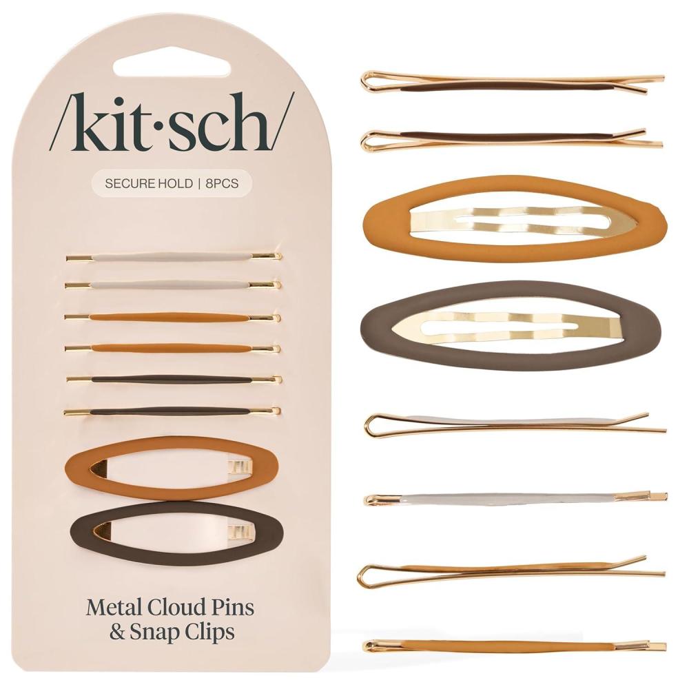 imageKitsch Hair Clips for Women amp Bobby Pins Gold Metal Snap Hair Barrettes Stylish No Slip PainFree Ideal for Everyday Hairstyles Ideal Gifts for Women Sedona 8pc SetSedona