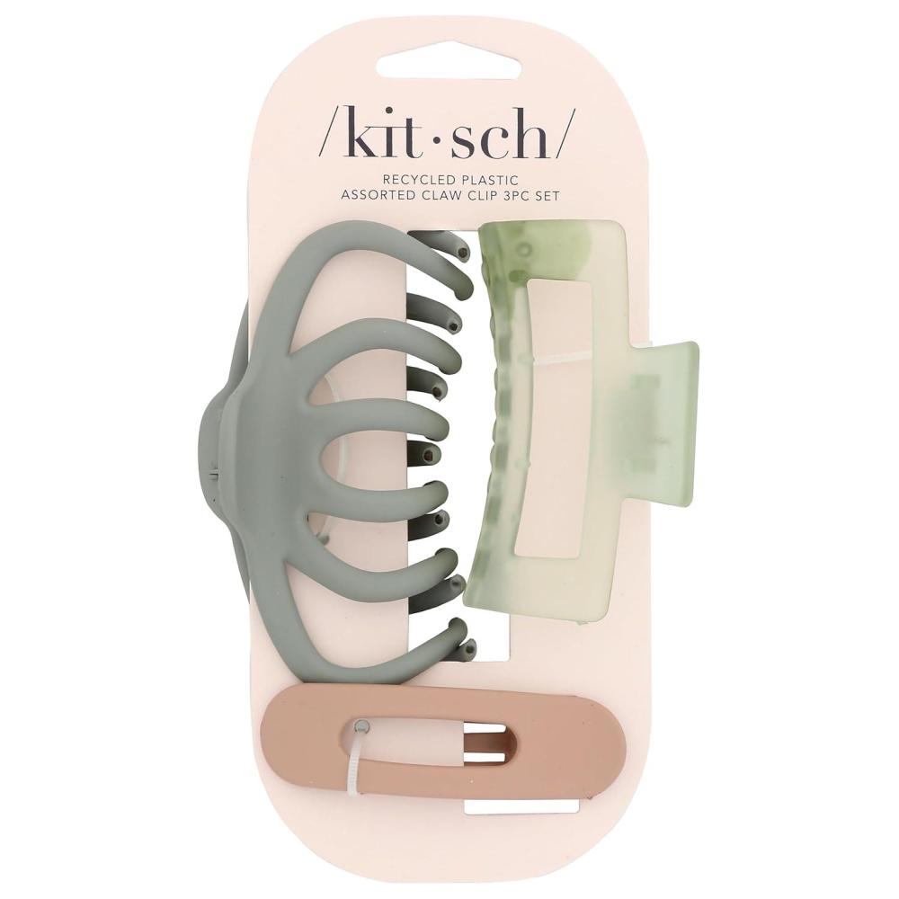 imageKitsch Large Assorted Hair Clips for Women Medium Open Shape Hair Claw Clips for Thick Hair Flat Lay Hair Clip amp Big Octopus Claw Clip for Teen Girls  Ideal Gifts for Women 3 pcsSage
