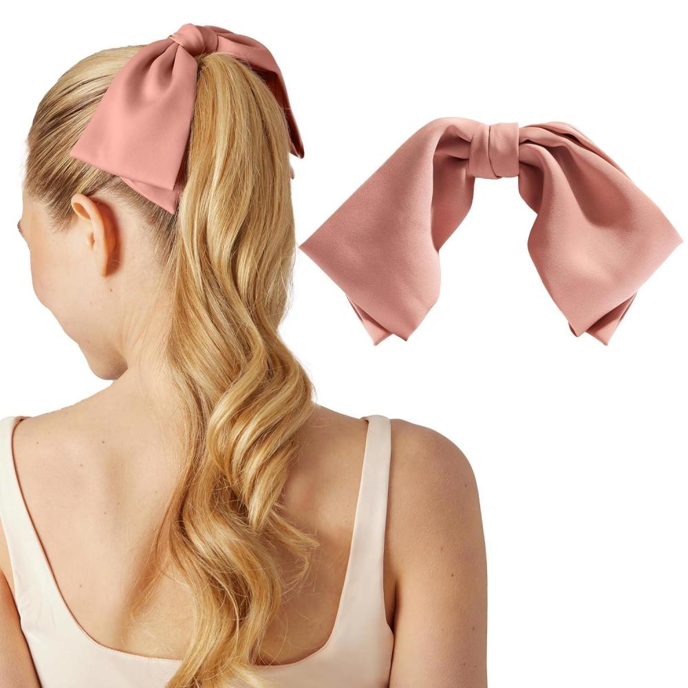 imageKitsch Oversized Hair Bows for Women  Recycled Polyester Material  Stylish and Elegant  Cute Hair Bow Clips  Ideal Gifts for Women  Rosewood 1pcRosewood