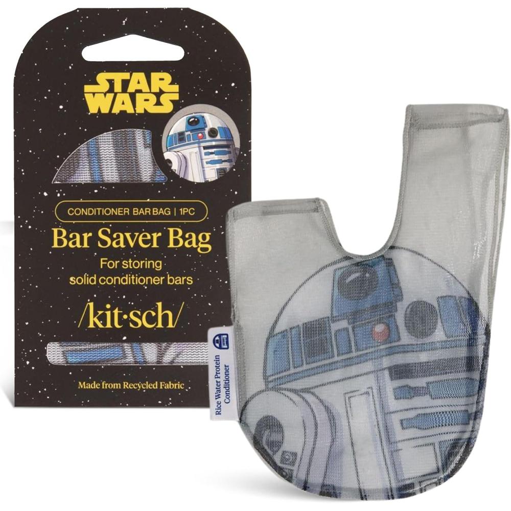 imageKitsch x Star Wars R2D2 Soap Saver Bag  Patented Mesh Bag Soap Holder for Shampoo amp Conditioner Bars  Extends Use amp Prevents Soggy Mess  Recycled Mesh Beauty Pouch EcoFriendlyR2d2