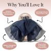 Kitsch Oversized Hair Bows for Women – Recycled Polyester Material | Stylish and Elegant | Cute Hair Bow Clips | Ideal Gifts for Women – Rosewood, 1pc(Blue Orchid)