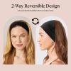 Kitsch Wide Headbands for Women Non Slip – Running Headbands for Girls, Ideal for Working Out, Yoga, Gym, or Lounging | Stretchy Head Bands | Fashion Hair Accessories – Garden Bouquet, 2pcs(Black & Camel)