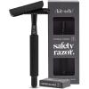 Kitsch Double Edge Safety Razors for Women and Men with 5 Blade Refills, Extra Long Handle & Silicone Cap, Reusable Single Blade Razor for Shaving and Travel Essentials – Black