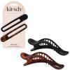 Kitsch Flat Hair Clips for Women – Strong Hold, No Slip Grip Flat Claw Clips | Sleek Curved Design For Comfortable Look | Hair Accessories For Girls | Ideal Gifts for Women – Black & Tortoise, 2pcs
