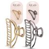 Kitsch Open Shape Metal Hair Clips for Women – Durable & Elegant Metal Claw Clips | Strong Hold for Updo and Half Up Styles | Ideal Gifts for Women – Hematite 1pc(Gold & Hematite (2 Pieces))