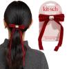 Kitsch Oversized Hair Bows for Women – Recycled Polyester Material | Stylish and Elegant | Cute Hair Bow Clips | Ideal Gifts for Women – Rosewood, 1pc(Red Duckbill)