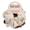Kitsch & Mickey/Minnie Fabric Rhinestone Scrunchies for Girls and Women, Hair Scrunchies for All Hair Types, Perfect for Updo | Ideal Gifts for Women (Cream) – 1 Piece(Camel & Cream)
