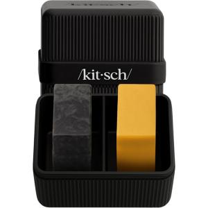 Kitsch 4-Compartment Travel Soap Case – Bar Soap Holder & Organizer, Travel Case for Bars – TSA-Approved – Lightweight, Durable, Leak-Proof, Made from Recycled Plastic – Black(Black)