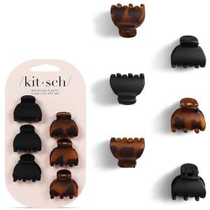 Kitsch Eco-Friendly Medium Claw Clips – Cute & Stylish Short Hair Accessories for Women, Girls | Ideal Size for Any Hairstyles | Ideal Gifts for Women, 2pcs (Black & Tortoise)(Tortoise and Black (6 Pieces  X-Small))