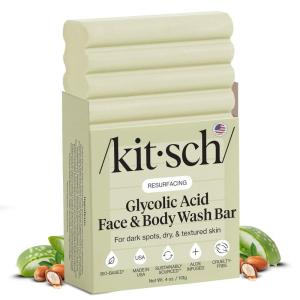 Kitsch Glycolic Acid Face & Body Wash Bar – Resurfacing Bar Soap with Shea Butter for Smoother, Brighter Skin – Gentle Soap & Body Wash Women & Men Love – Cucumber & Eucalyptus Scent Bath Soap – 4 oz(Cucumber & Eucalyptus Scent Bath Soap)