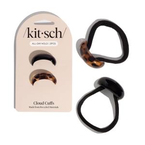 Kitsch Gold Hair Cuff – Metal Ponytail Cuff for Braids, Updos & Everyday Hairstyle | Durable & Elegant Hair Ties | Girl Fashion Accessories – Medium, 1pc(Black & Tort)
