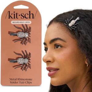 Kitsch Hair Clips for Women & Bobby Pins – Gold Metal Snap Hair Barrettes | Stylish, No Slip, Pain-Free | Ideal for Everyday Hairstyles | Ideal Gifts for Women – Sedona, 8pc Set(Black Spider)