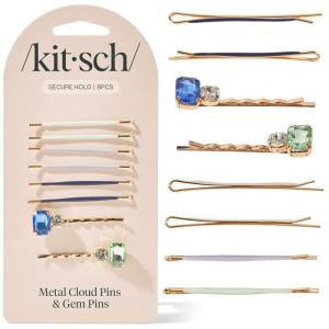 Kitsch Hair Clips for Women & Bobby Pins – Gold Metal Snap Hair Barrettes | Stylish, No Slip, Pain-Free | Ideal for Everyday Hairstyles | Ideal Gifts for Women – Sedona, 8pc Set(Garden Bouquet)
