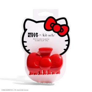 Kitsch Hello Kitty Recycled Plastic Puffy Medium Hair Clips for Women, Medium Claw Clips for Thick & Thin Hair | Ideal Gifts for Women, 1 Piece(Red Kitty Bow Shape)