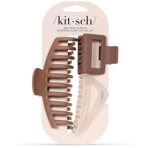 Kitsch Large Assorted Hair Clips for Women, Medium Open Shape Hair Claw Clips for Thick Hair, Flat Lay Hair Clip & Big Octopus Claw Clip for Teen Girls | Ideal Gifts for Women, 3 pcs(Neutral)