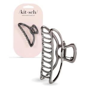 Kitsch Open Shape Metal Hair Clips for Women – Durable & Elegant Metal Claw Clips | Strong Hold for Updo and Half Up Styles | Ideal Gifts for Women – Hematite 1pc(Hematite)
