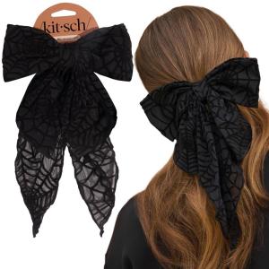 Kitsch Oversized Hair Bows for Women – Recycled Polyester Material | Stylish and Elegant | Cute Hair Bow Clips | Ideal Gifts for Women – Rosewood, 1pc(Spiderweb)