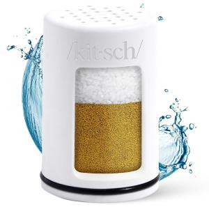 Kitsch Shower Head Filter for Hard Water – Shower Water Filter with KDF-55 & Calcium Sulfite, Helps Reduce Chlorine & Impurities, Water Softener – Bathroom Accessories for Healthier Hair & Skin- Black(White)