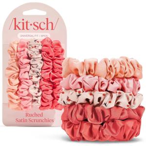 Kitsch & Mickey/Minnie Fabric Rhinestone Scrunchies for Girls and Women, Hair Scrunchies for All Hair Types, Perfect for Updo | Ideal Gifts for Women (Cream) – 1 Piece(Assorted Cherry Blossom)