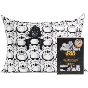 Kitsch x BT21 Satin Pillowcase with Zipper – Better Than Silk Pillowcase, Koya Character & Funky Floral Print – Soft Cooling Toddler Bed Time Pillow Case for Hair & Skin – Queen/Standard 19×26(Darth Vader Stormtroopers)