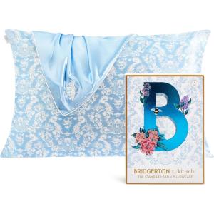 Kitsch x BT21 Satin Pillowcase with Zipper – Better Than Silk Pillowcase, Koya Character & Funky Floral Print – Soft Cooling Toddler Bed Time Pillow Case for Hair & Skin – Queen/Standard 19×26(Bridgerton – Toile De Blue)