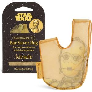Kitsch x Star Wars R2-D2 Soap Saver Bag – Patented Mesh Bag Soap Holder for Shampoo & Conditioner Bars – Extends Use & Prevents Soggy Mess – Recycled Mesh Beauty Pouch, Eco-Friendly(C-3po)