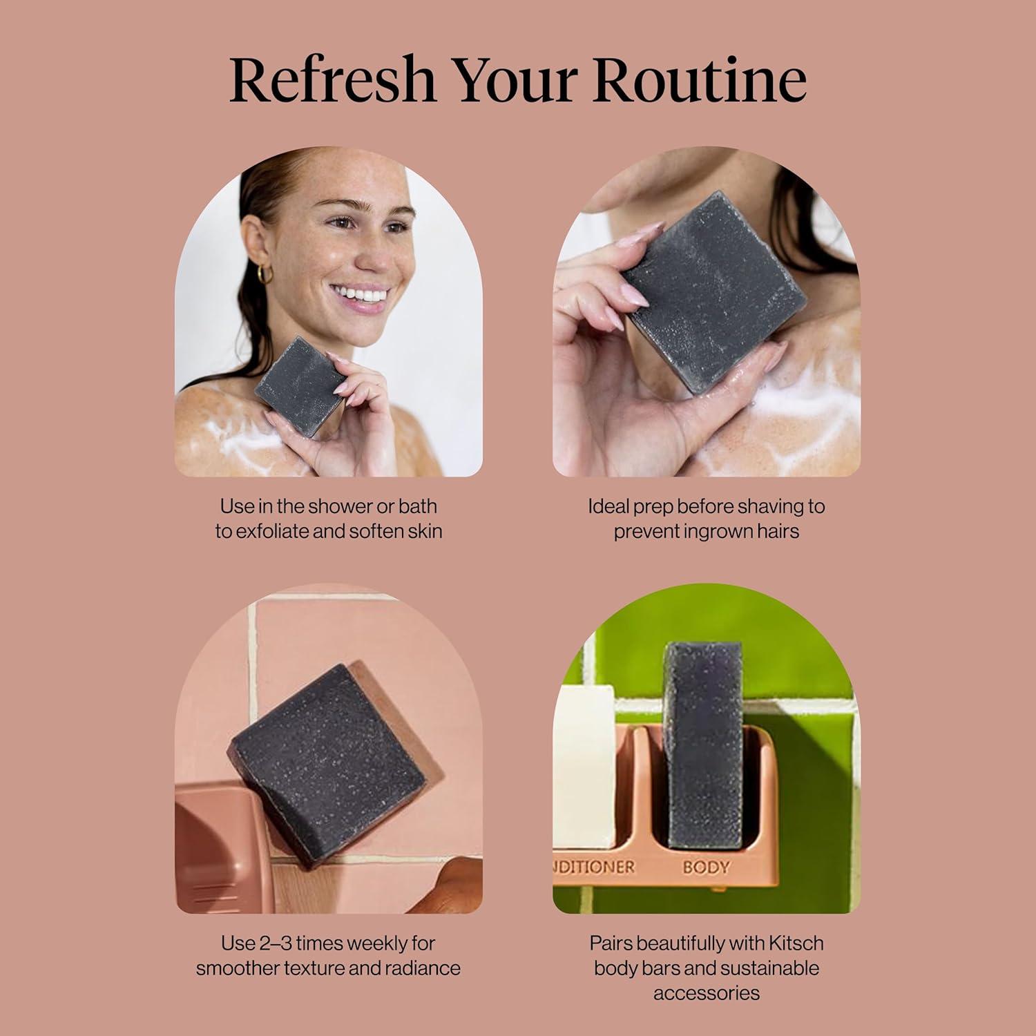 imageKitsch Charcoal Soap Body Wash Bar Detoxifying Bar Soap with Activated Charcoal Gently Removes Excess Oil amp Impurities Clears Pores Firms amp Moisturizes Skin Made in USA 4 oz