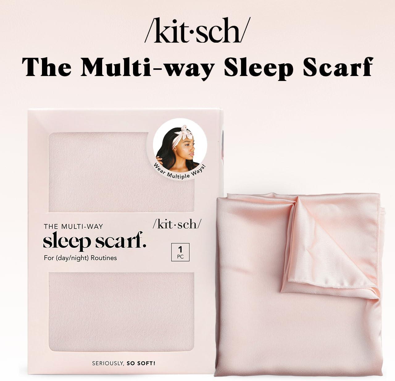 imageKitsch Satin Head Scarf MultiWay Scarf Stylish Bandana for Women Satin Bonnet for Sleeping amp Hair Wrapping at Night Blush