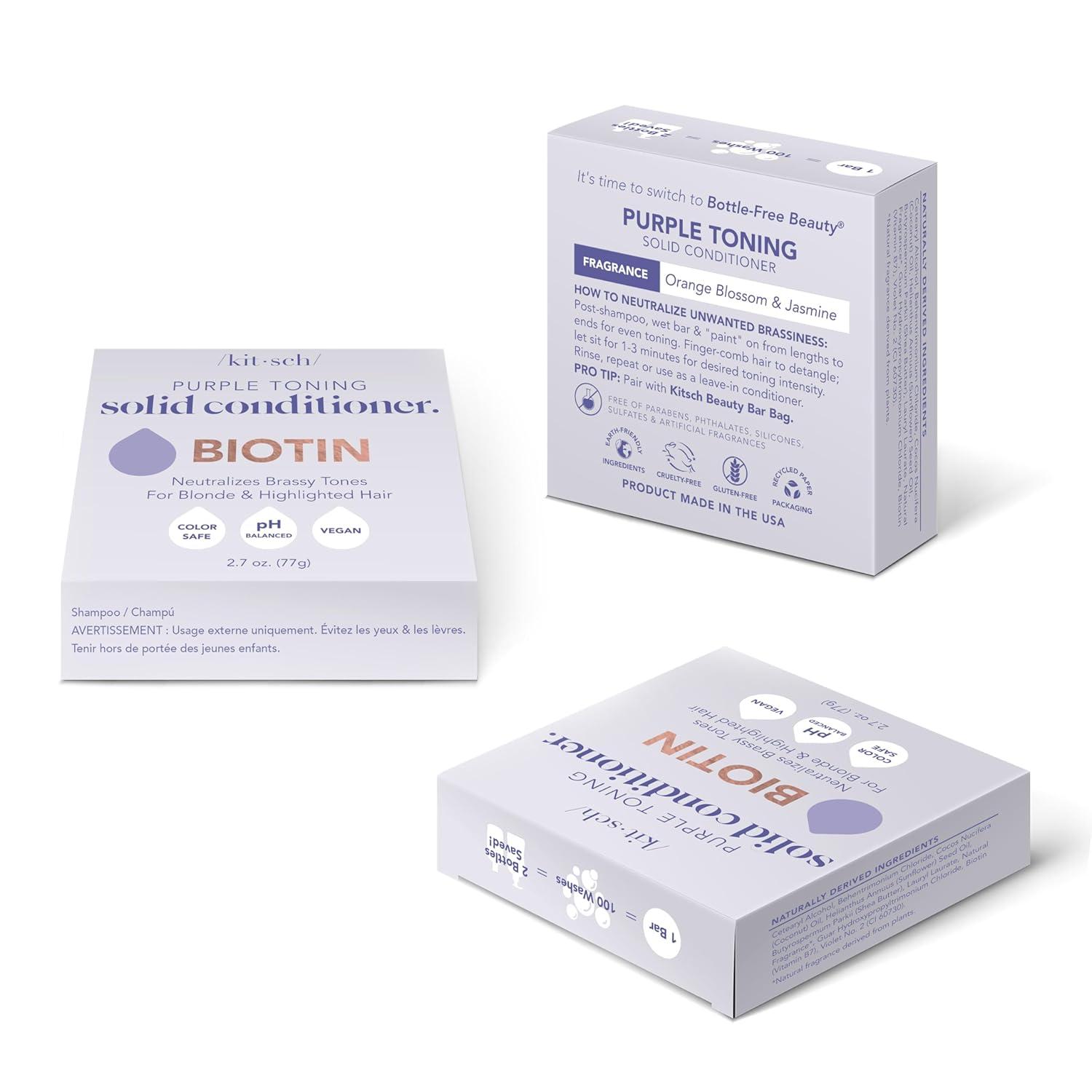 imageKitsch Toning Purple Conditioner For Blondes amp Color Treated Hair Conditioner Bar For Women amp Men With Biotin for Strengthening amp Neutralizing Brassy Tones Vegan Silicone amp Sulfate Free 27oz