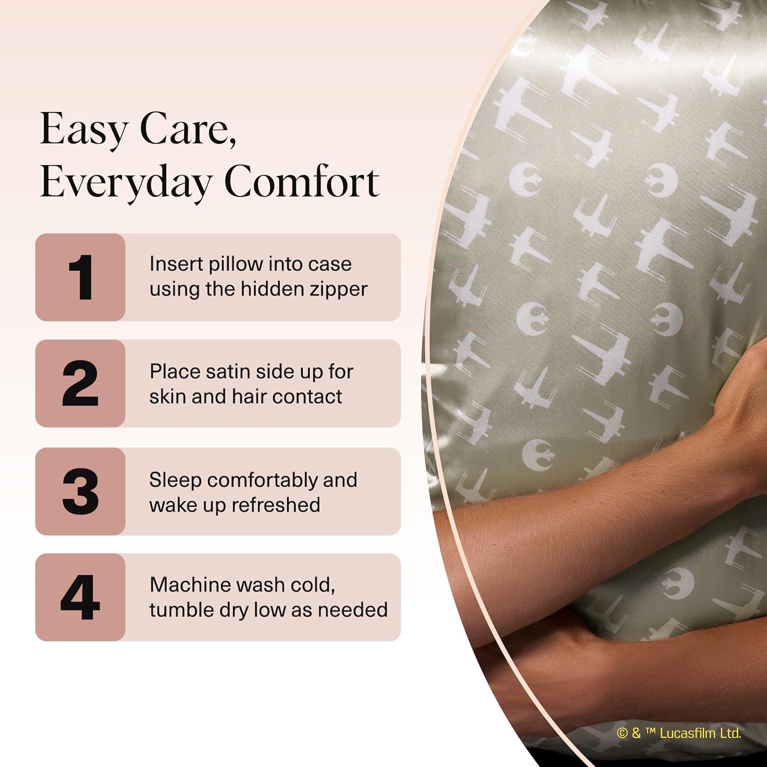 imageKitsch amp Disney Mickey Mouse Satin Pillowcase with Zipper LimitedEdition Better Than Silk Pillowcase Soft Cooling Toddler Bed Time Pillow Case for Hair amp Skin QueenStandard 19x26Rebel Alliance