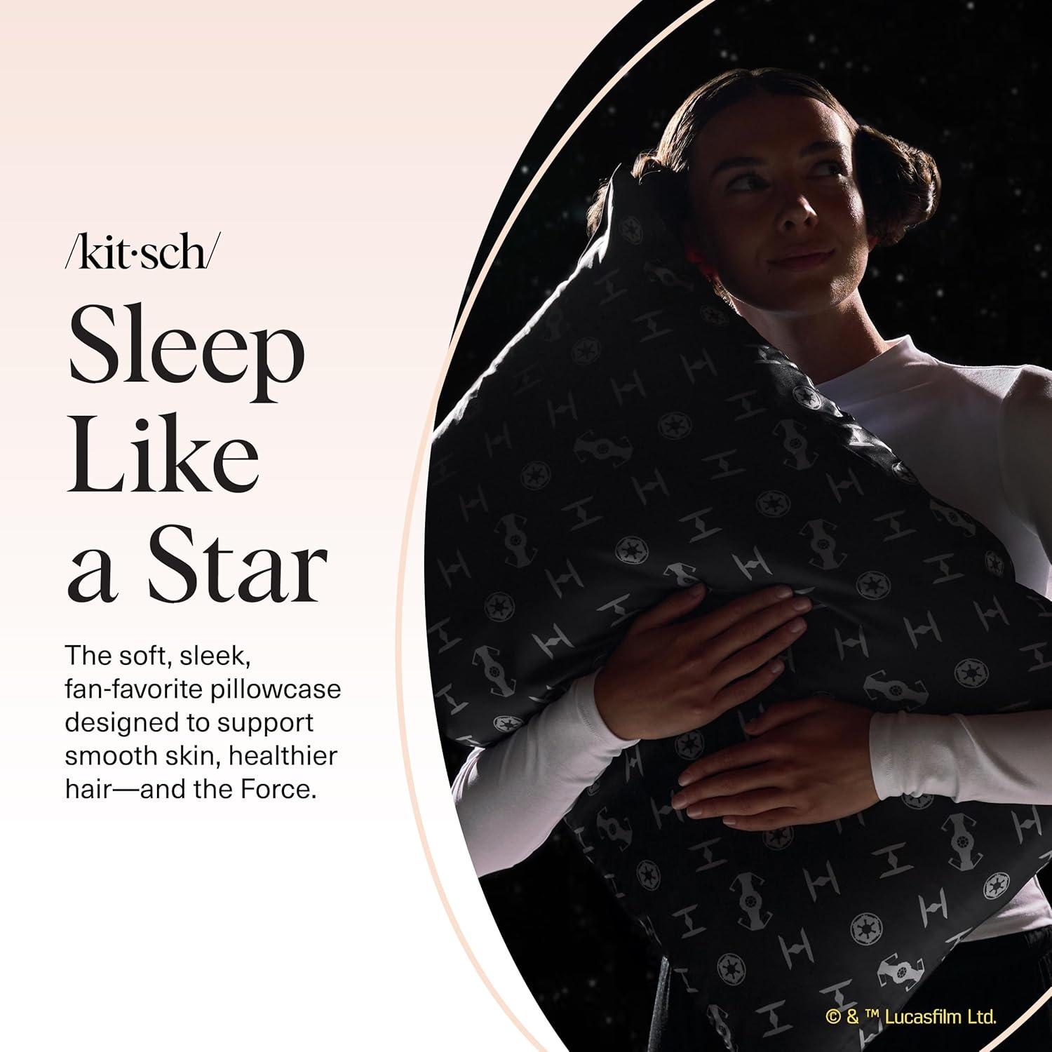 imageKitsch amp Disney Mickey Mouse Satin Pillowcase with Zipper LimitedEdition Better Than Silk Pillowcase Soft Cooling Toddler Bed Time Pillow Case for Hair amp Skin QueenStandard 19x26Galactic Empire