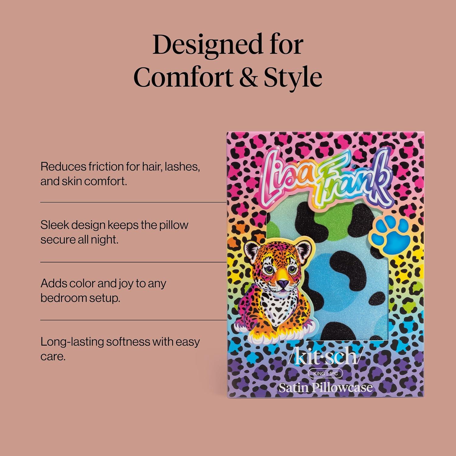 imageKitsch amp Disney Mickey Mouse Satin Pillowcase with Zipper LimitedEdition Better Than Silk Pillowcase Soft Cooling Toddler Bed Time Pillow Case for Hair amp Skin QueenStandard 19x26Rainbow Leopard