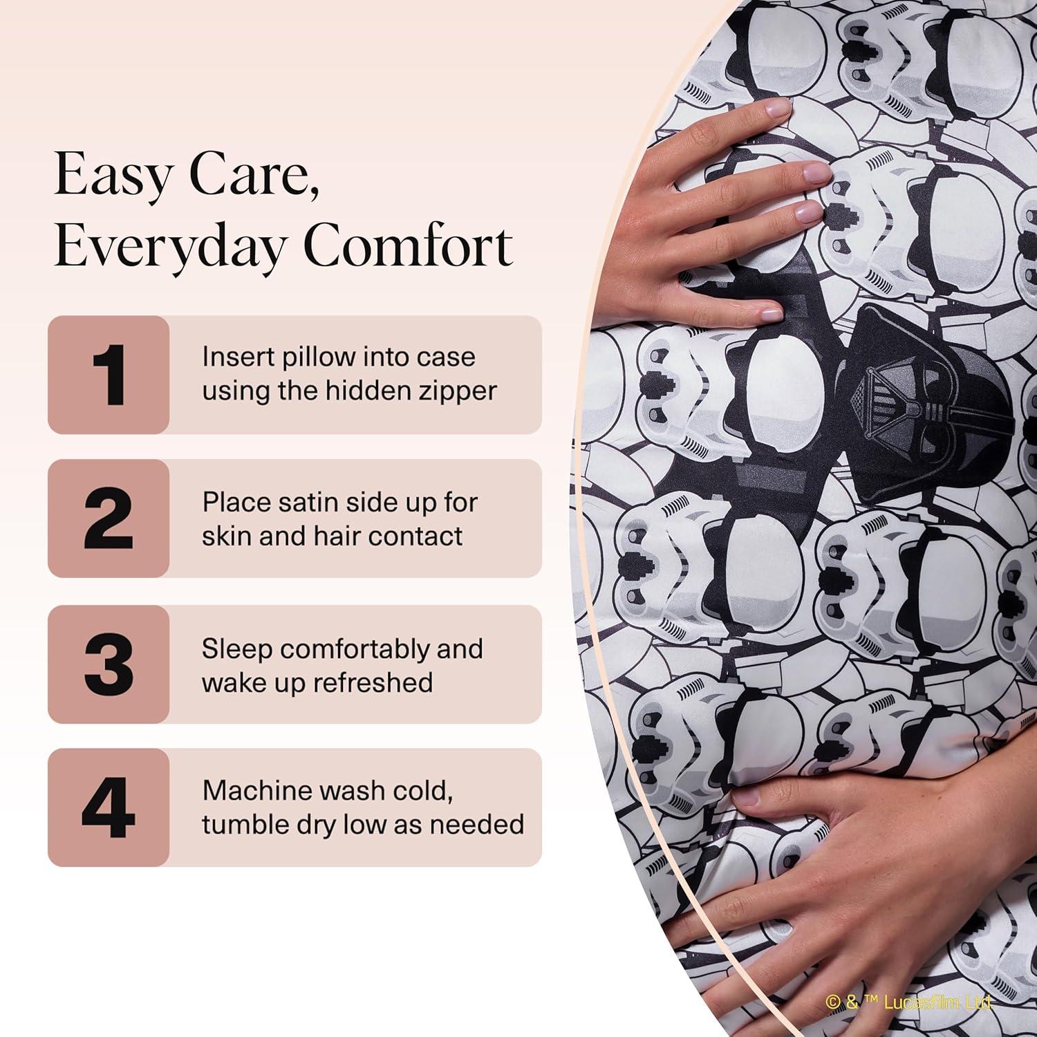 imageKitsch amp Disney Mickey Mouse Satin Pillowcase with Zipper LimitedEdition Better Than Silk Pillowcase Soft Cooling Toddler Bed Time Pillow Case for Hair amp Skin QueenStandard 19x26Darth Vader Stormtroopers