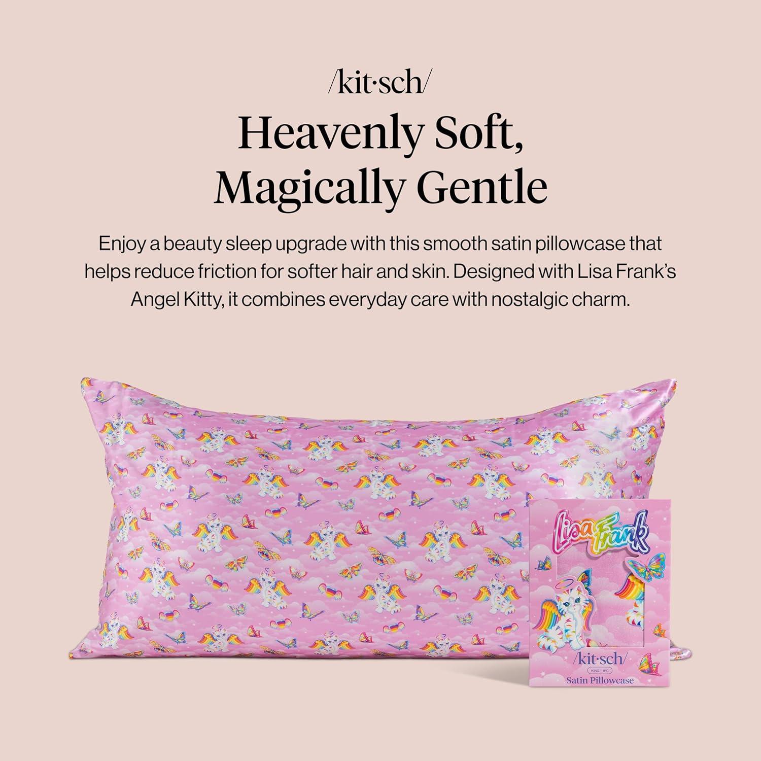 imageKitsch amp Disney Mickey Mouse Satin Pillowcase with Zipper LimitedEdition Better Than Silk Pillowcase Soft Cooling Toddler Bed Time Pillow Case for Hair amp Skin QueenStandard 19x26Angel Kitty