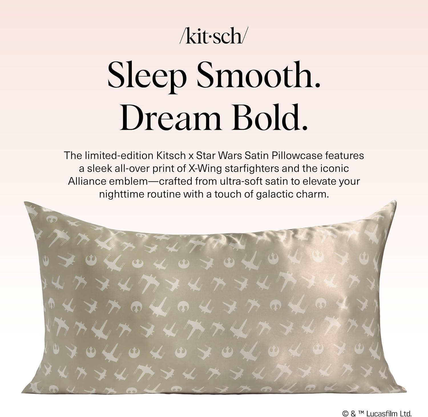 imageKitsch amp Disney Mickey Mouse Satin Pillowcase with Zipper LimitedEdition Better Than Silk Pillowcase Soft Cooling Toddler Bed Time Pillow Case for Hair amp Skin QueenStandard 19x26Rebel Alliance