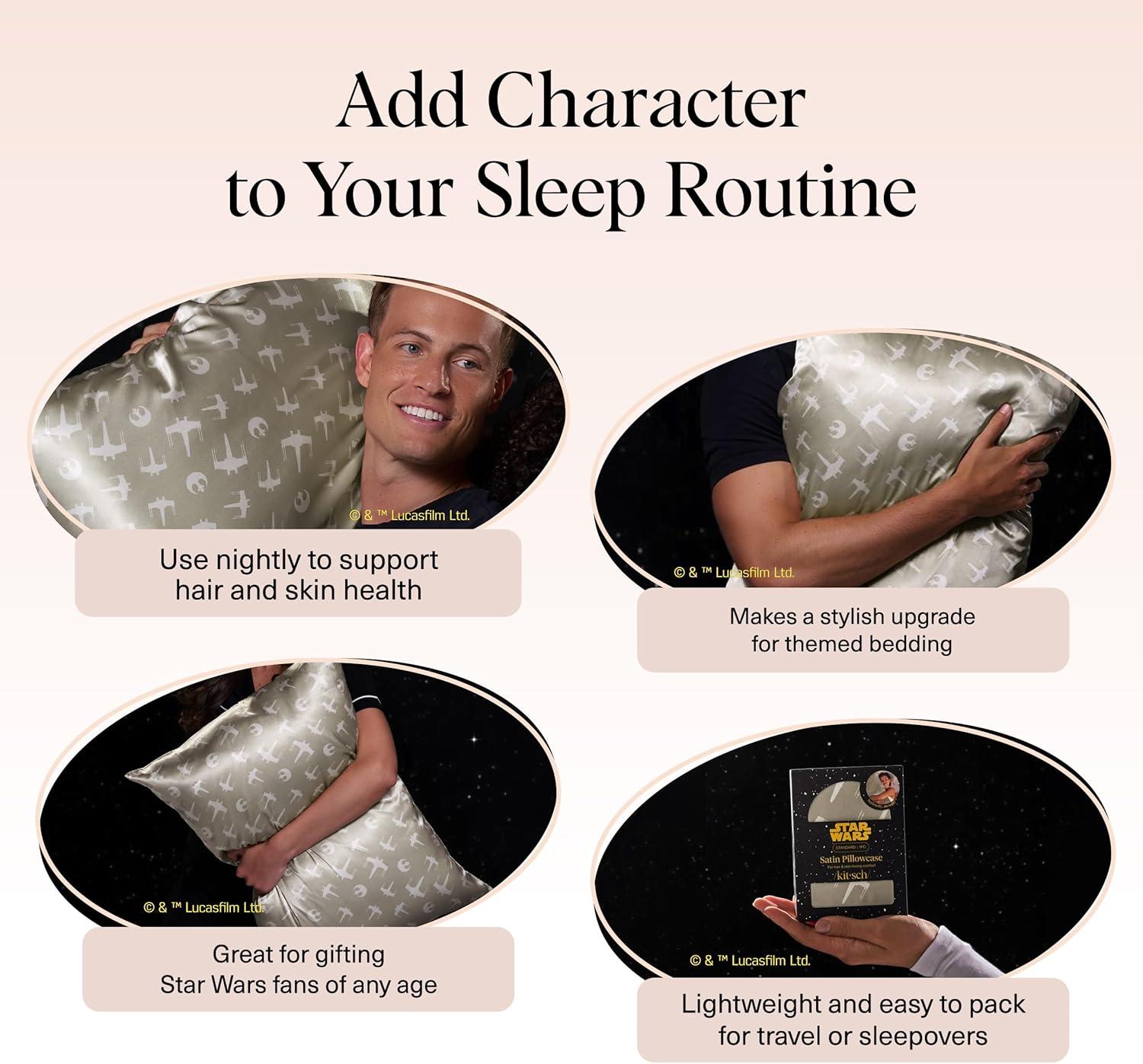 imageKitsch amp Disney Mickey Mouse Satin Pillowcase with Zipper LimitedEdition Better Than Silk Pillowcase Soft Cooling Toddler Bed Time Pillow Case for Hair amp Skin QueenStandard 19x26Rebel Alliance