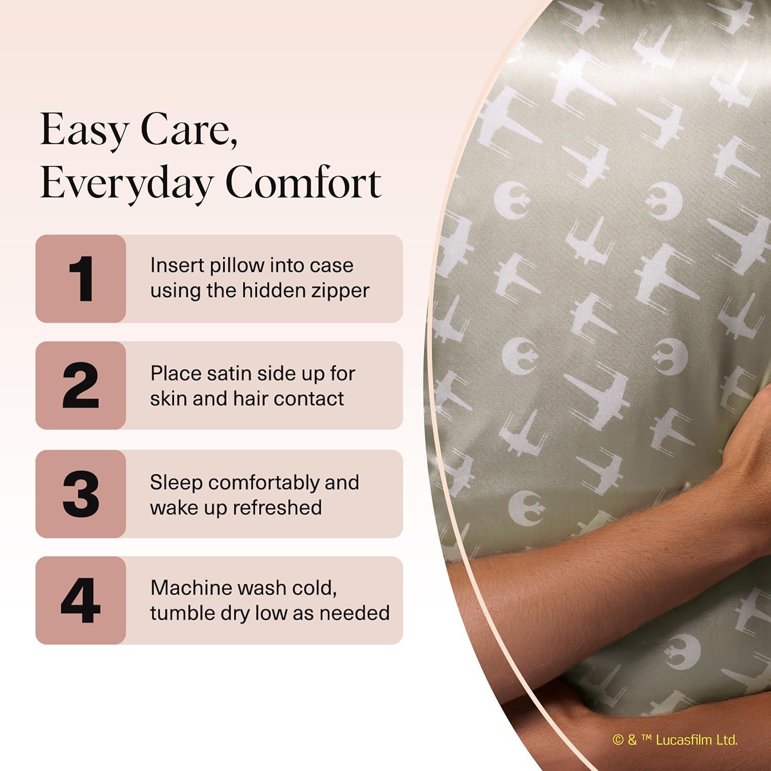 imageKitsch amp Disney Mickey Mouse Satin Pillowcase with Zipper LimitedEdition Better Than Silk Pillowcase Soft Cooling Toddler Bed Time Pillow Case for Hair amp Skin QueenStandard 19x26Rebel Alliance