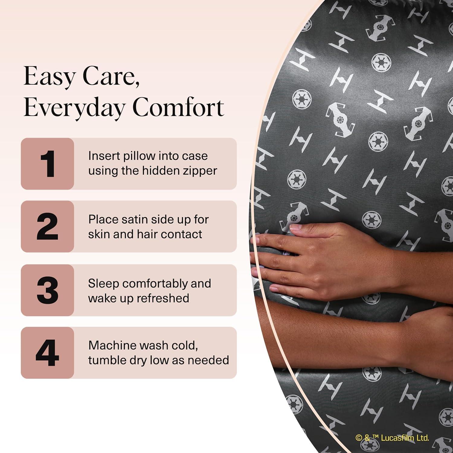 imageKitsch amp Disney Mickey Mouse Satin Pillowcase with Zipper LimitedEdition Better Than Silk Pillowcase Soft Cooling Toddler Bed Time Pillow Case for Hair amp Skin QueenStandard 19x26Galactic Empire