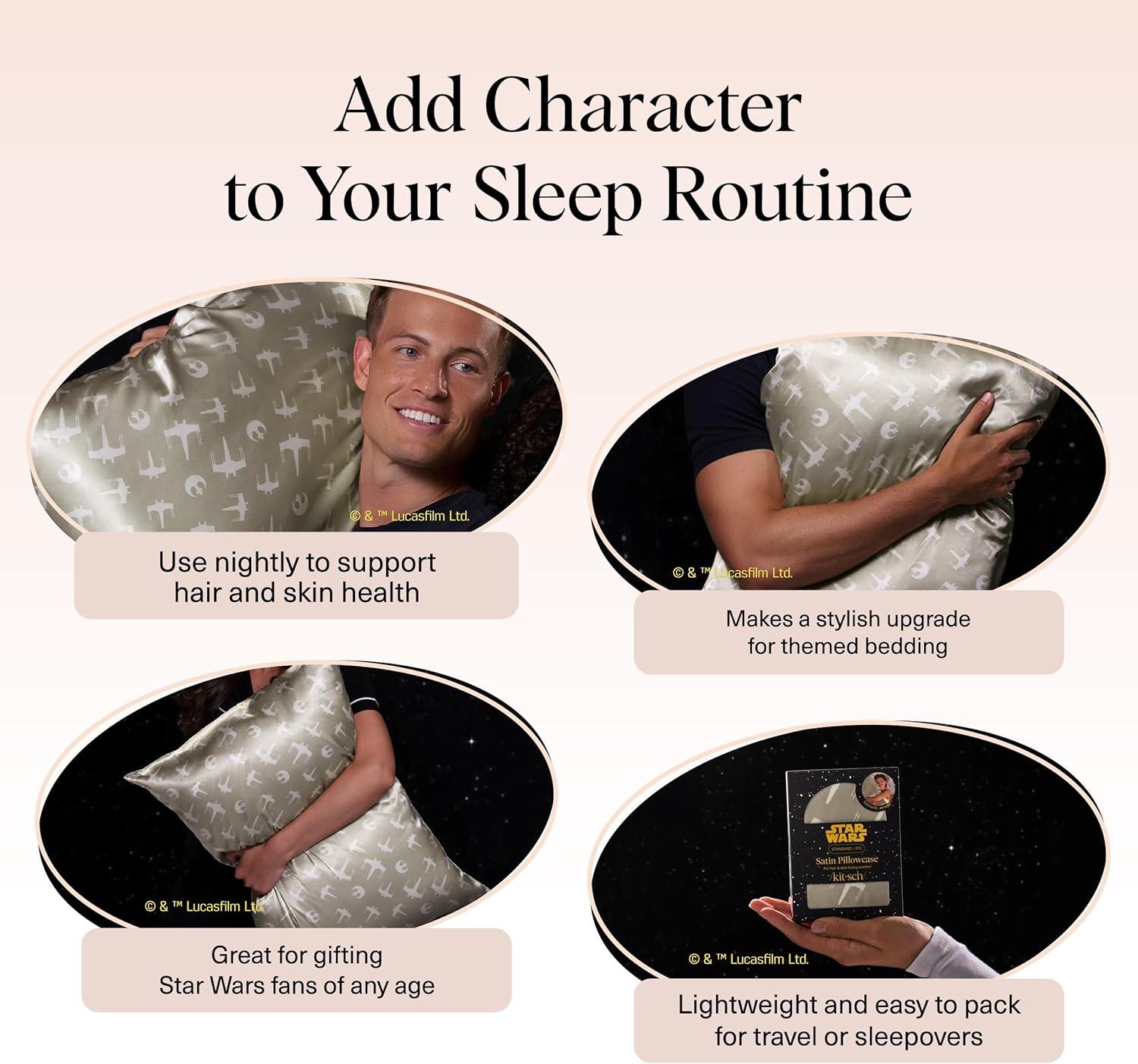 imageKitsch amp Disney Mickey Mouse Satin Pillowcase with Zipper LimitedEdition Better Than Silk Pillowcase Soft Cooling Toddler Bed Time Pillow Case for Hair amp Skin QueenStandard 19x26Rebel Alliance