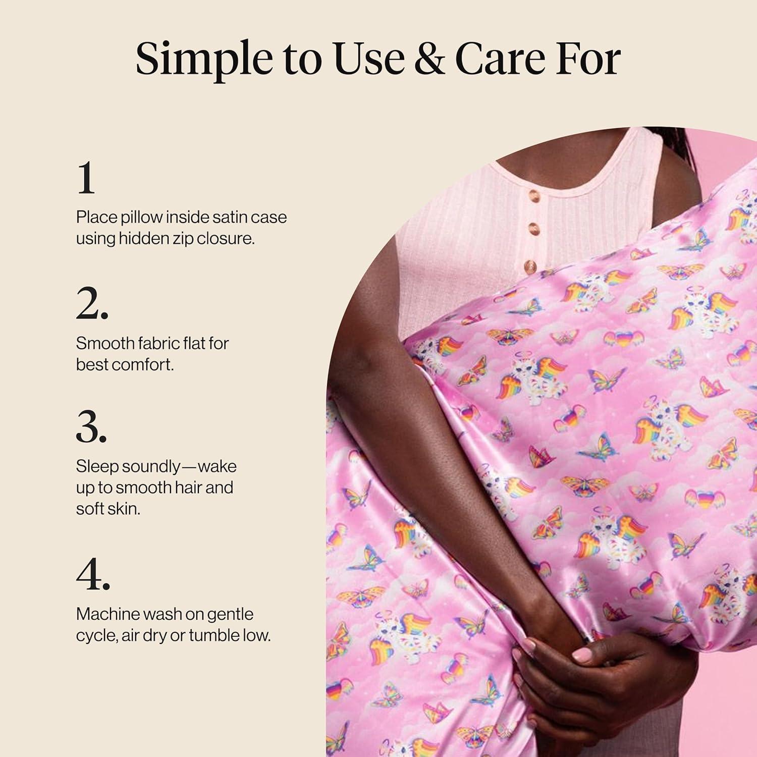 imageKitsch amp Disney Mickey Mouse Satin Pillowcase with Zipper LimitedEdition Better Than Silk Pillowcase Soft Cooling Toddler Bed Time Pillow Case for Hair amp Skin QueenStandard 19x26Angel Kitty