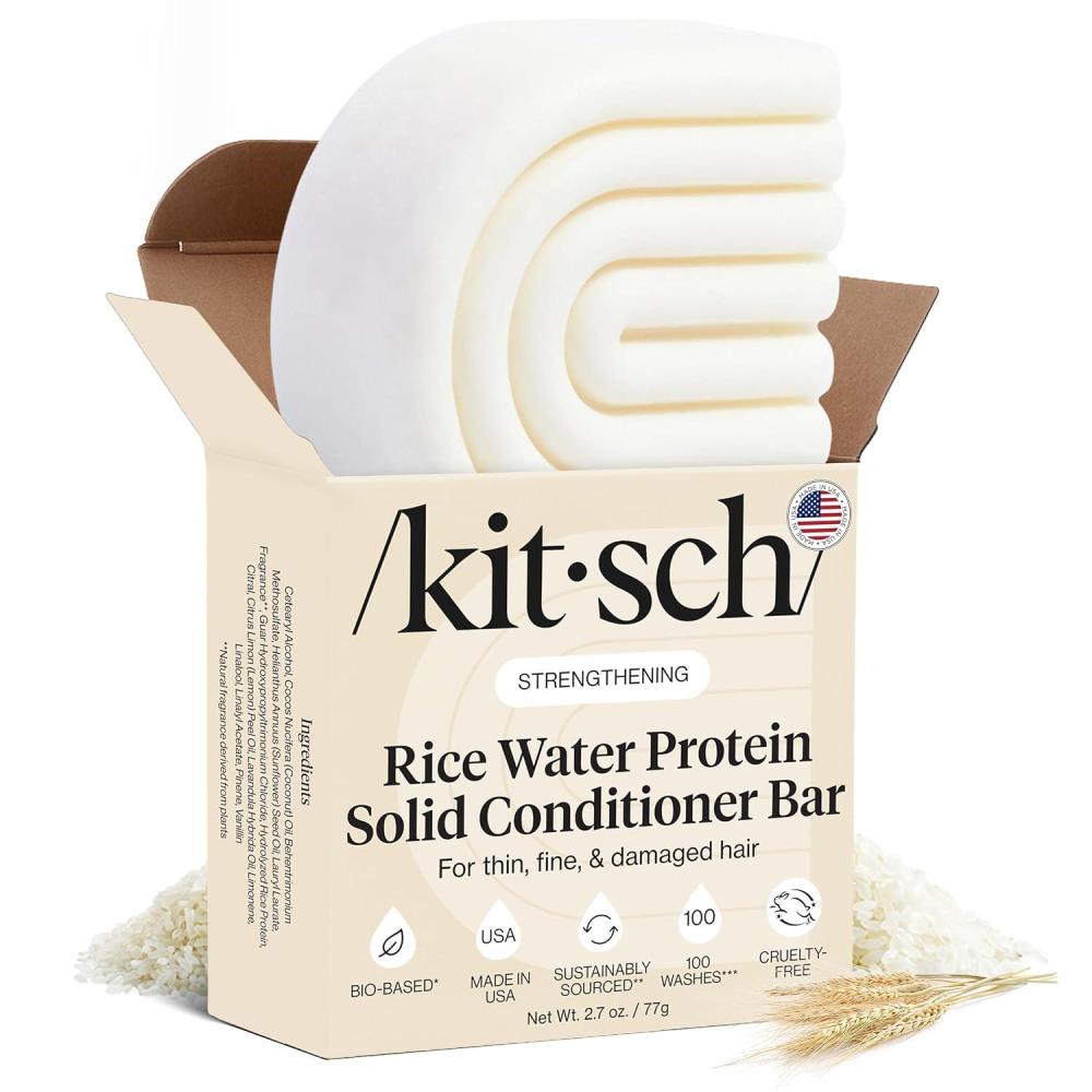 imageKitsch Rice Water Conditioner Bar for Hair Growth  Rice Protein Hair Conditioner Bar to Repair Damage Prevent Split Ends amp Boosts Shine  Paraben Silicone amp SulfateFree Hair Care  27 oz27 Ounce Pack of 1