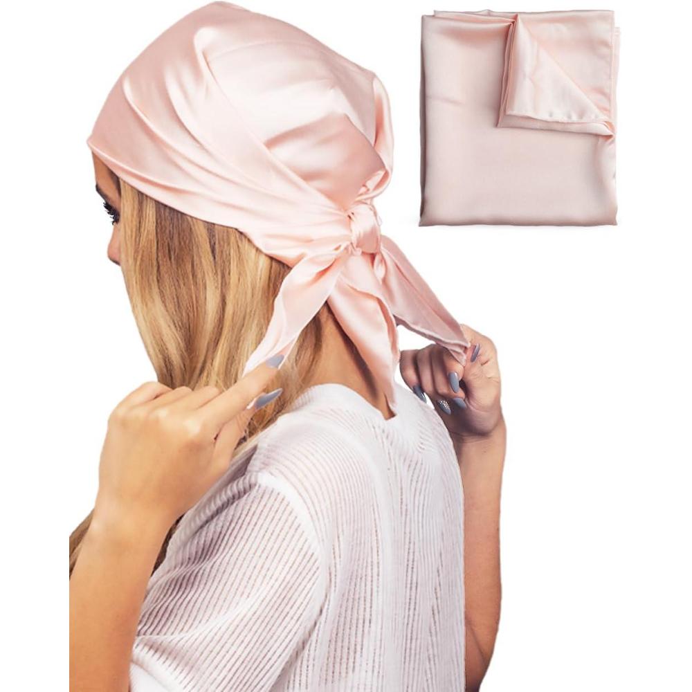 imageKitsch Satin Head Scarf  MultiWay Scarf  Stylish Bandana for Women Satin Bonnet for Sleeping amp Hair Wrapping at Night  Blush
